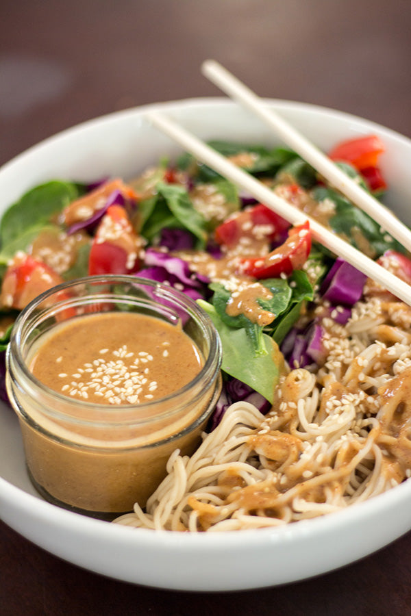 Thai Ramen Salad with Spicy Coconut Almond Dressing - Aloha Spreads