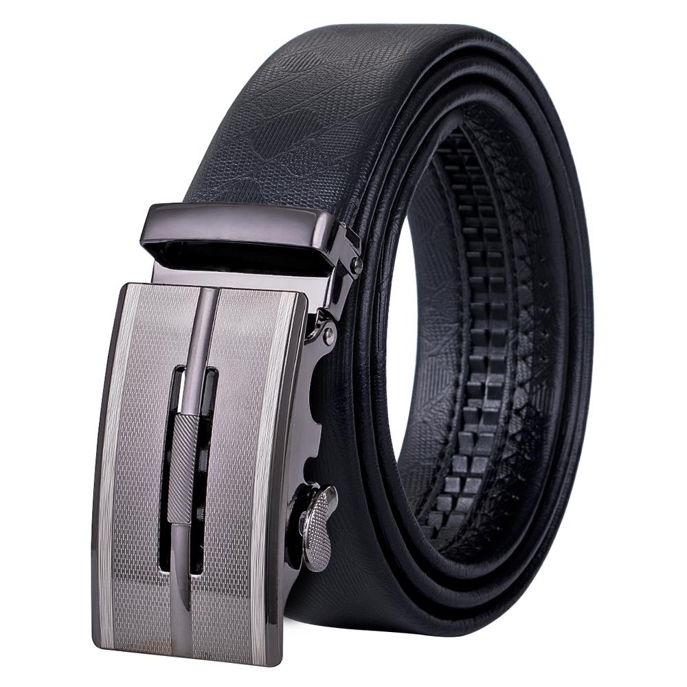 Classic Square Metal Automatic Buckle Black Leather Belt – DiBanGuStore