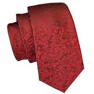 
                
                    Load image into Gallery viewer, Red Paisely  Mens Tie Pocket Square Cufflinks Set (1914569654314)
                
            