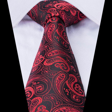 Red Paisley Tie Pocket Square Cufflinks Set – DiBanGuStore