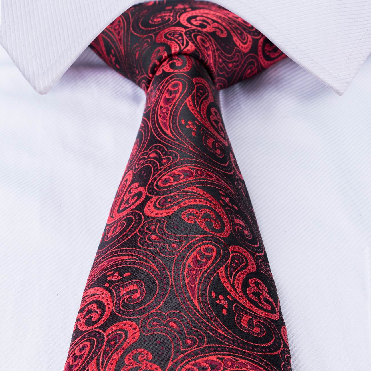 Red Paisley Tie Pocket Square Cufflinks Set – DiBanGuStore