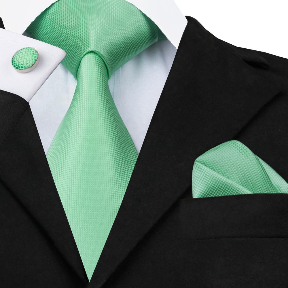 Mint Green Tie Handkerchief and Cufflinks – DiBanGuStore