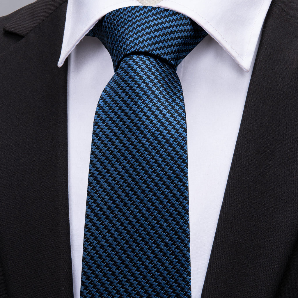 Men's Light Blue Striped Tie Pocket Square Set – DiBanGuStore