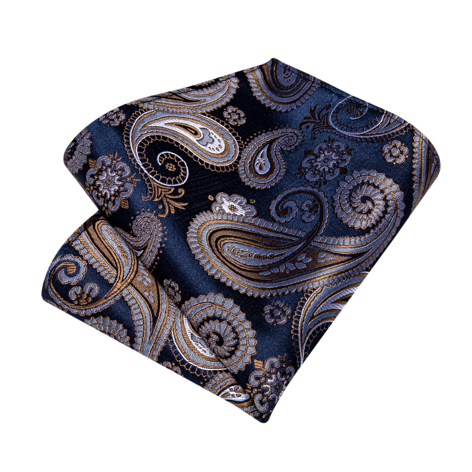Brown Blue Paisley Men's Tie Handkerchief Cufflinks Set – DiBanGuStore