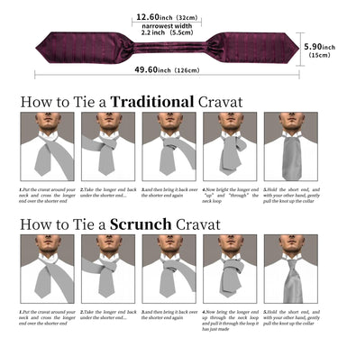 Purplish Red Silk Cravat Woven Ascot Tie Pocket Square Cufflinks With ...