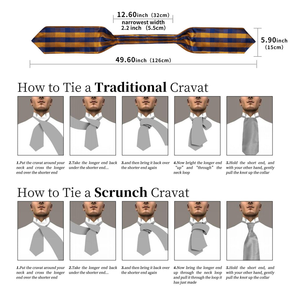 Gold Paisley Silk Cravat Woven Ascot Tie Pocket Square Handkerchief Su ...