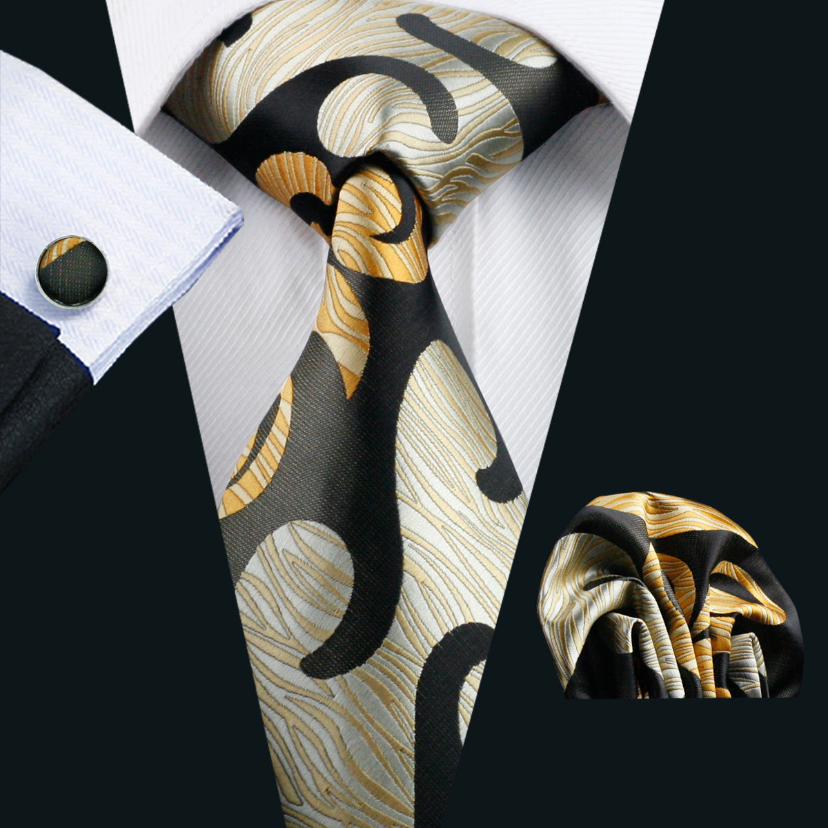 Attractive Brown Yellow Novelty Tie Hanky Cufflinks Set – DiBanGuStore