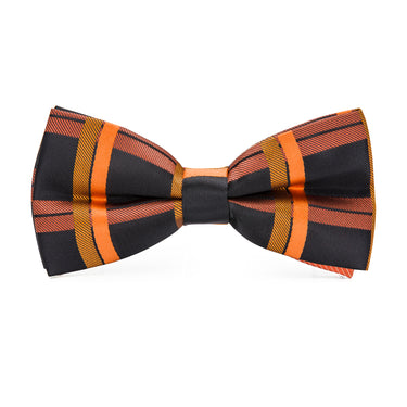 Orange Black Plaid Bowtie Pocket Square Cufflinks Set – DiBanGuStore