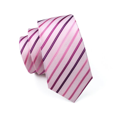 Sweety Pink Striped Tie Hanky Cufflinks Set – DiBanGuStore