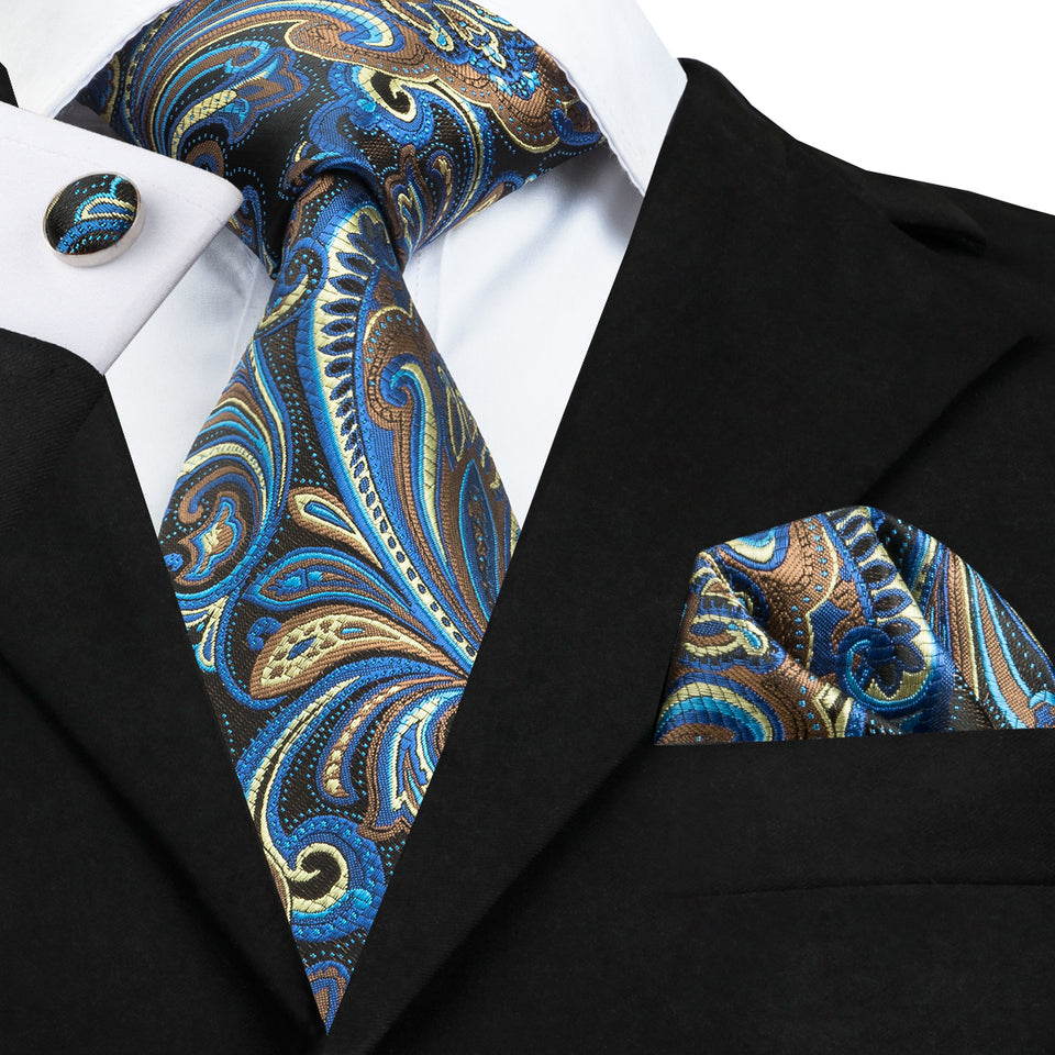 Elegent Blue Yellow Floral Tie – DiBanGuStore