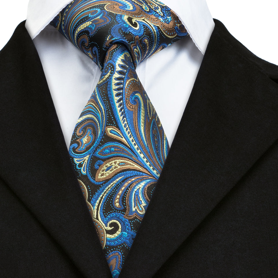 Elegent Blue Yellow Floral Tie – DiBanGuStore