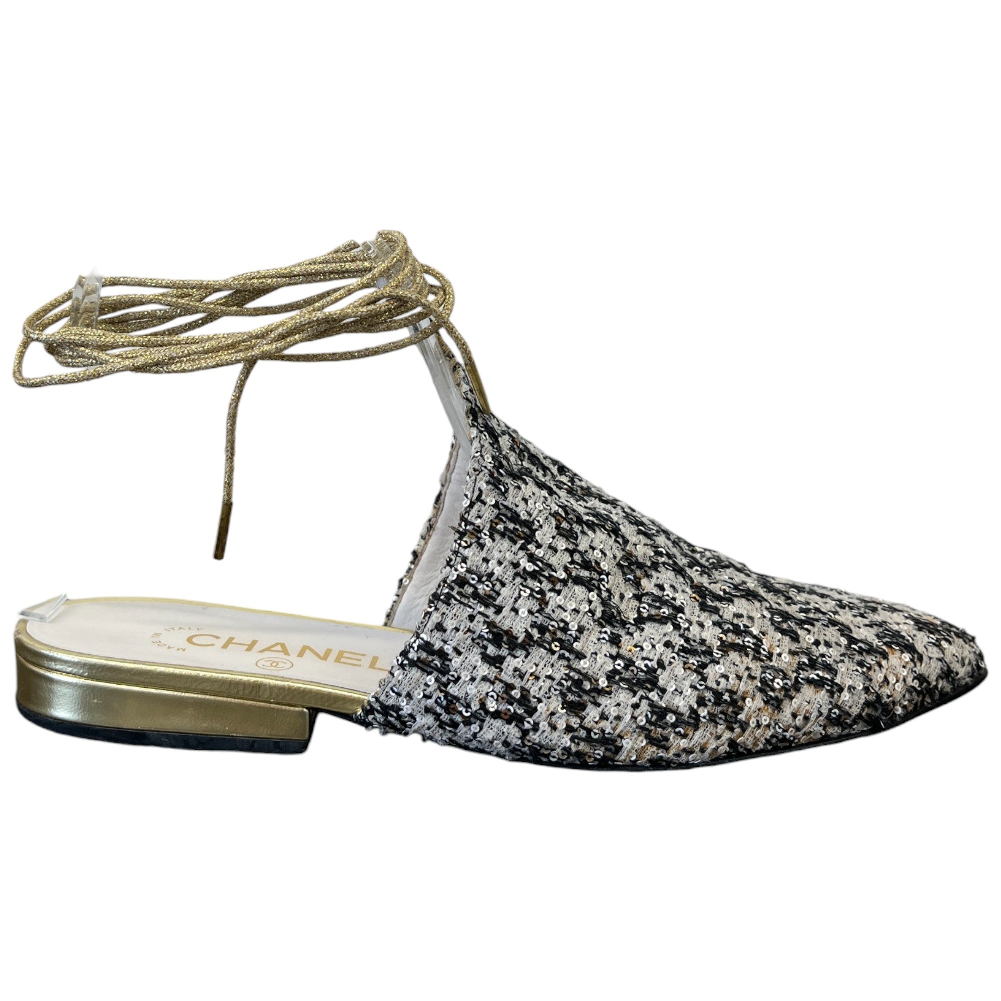 image of Women's Tweed Cc Logo Mules Black Size EU 37.5 / UK 4.5