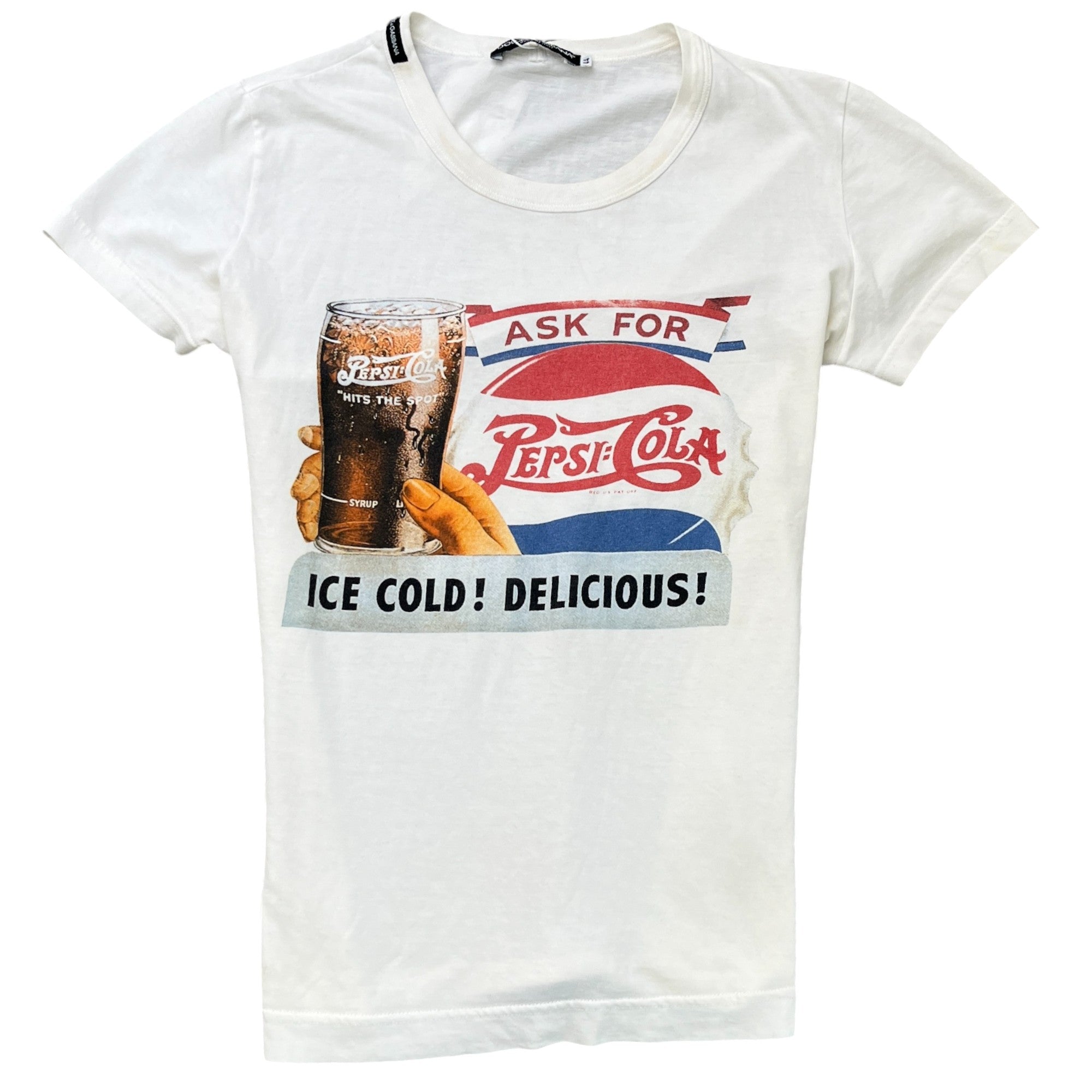 image of Men's Pepsi Print T-Shirt Cream Size IT 44 / UK XS