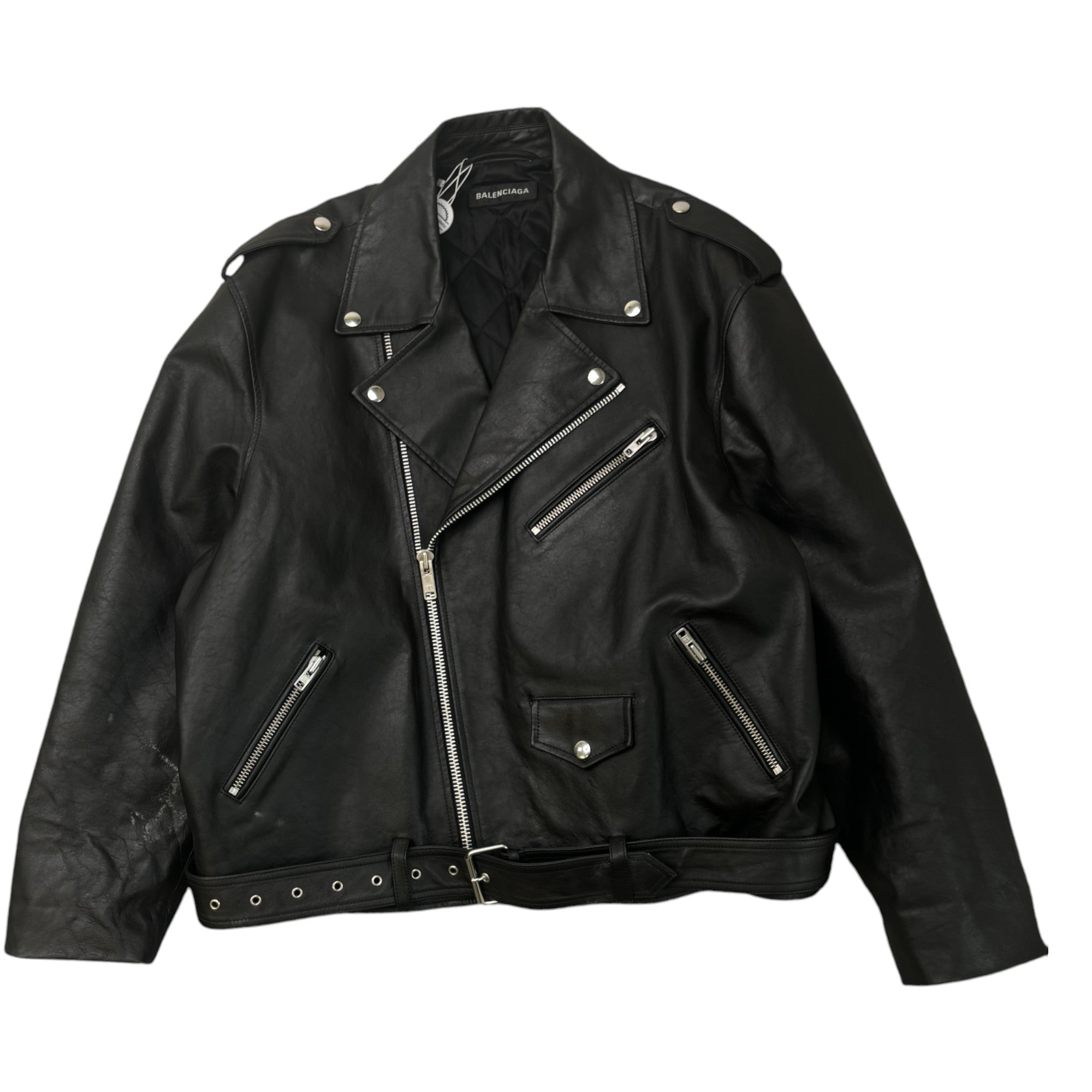 image of Men's Biker Logo Print Jacket Black Size IT 48 / M