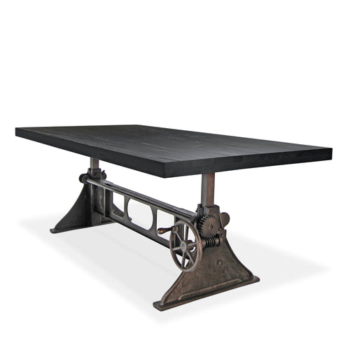 Delta Industrial Dining Adjustable Height Crank Cast Iron Base Rustic Ebony Dining Table Rustic Deco