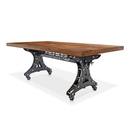 Longeron Industrial Dining Table Adjustable Casters Rustic Walnut Dining Table Rustic Deco