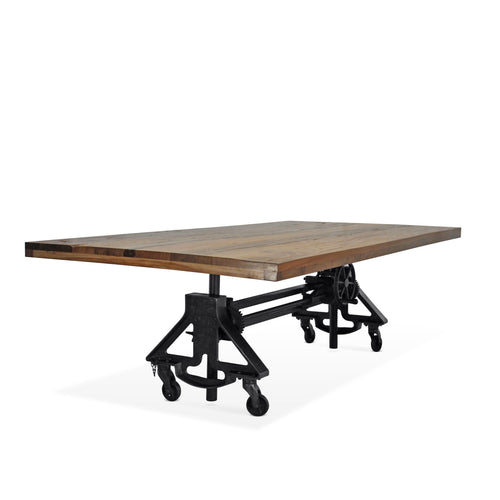 Otis Steel Dining Table 8x4 Foot - Adjustable Height - Casters - Rustic Natural Dining Table Rustic Deco