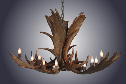 Genuine Moose Antler Chandelier Custom Handmade 12 Lights - Large-Rustic Deco Incorporated