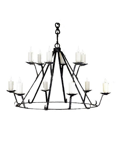 12 Light Rustic Lodge Hand Forged Chandelier 36" 48" and 60" Diameter-Rustic Deco Incorporated