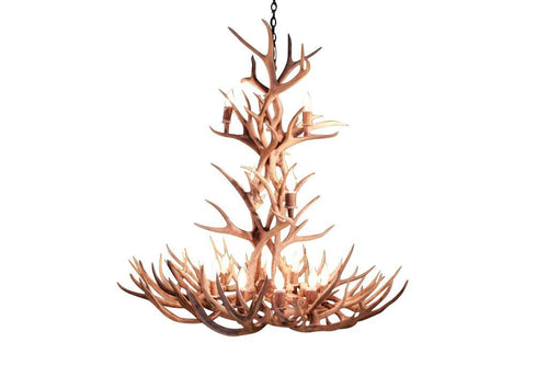 Genuine Mule Deer Antler Chandelier - XL 12 Light Handcrafted USA - Custom-Rustic Deco Incorporated