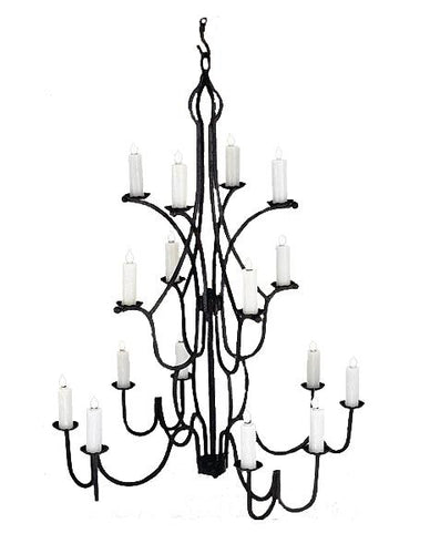 16 Light Large Hand Forged Iron Chandelier - 42" Diameter 64" High-Rustic Deco Incorporated