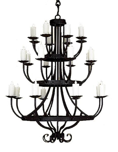 3 Tier Hand Forged Iron Chandelier - 48 x 64"-Rustic Deco Incorporated