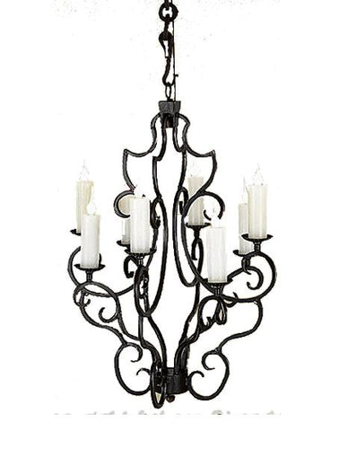 8 Light Elegant Hand Forged Iron Chandelier 26" Diameter-Rustic Deco Incorporated