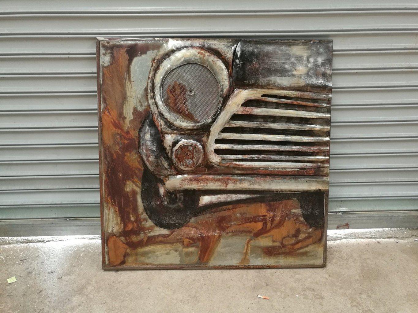 Antique Classic Car Front Rustic 3D Metal Wall Art - 40" x 40" | Rustic