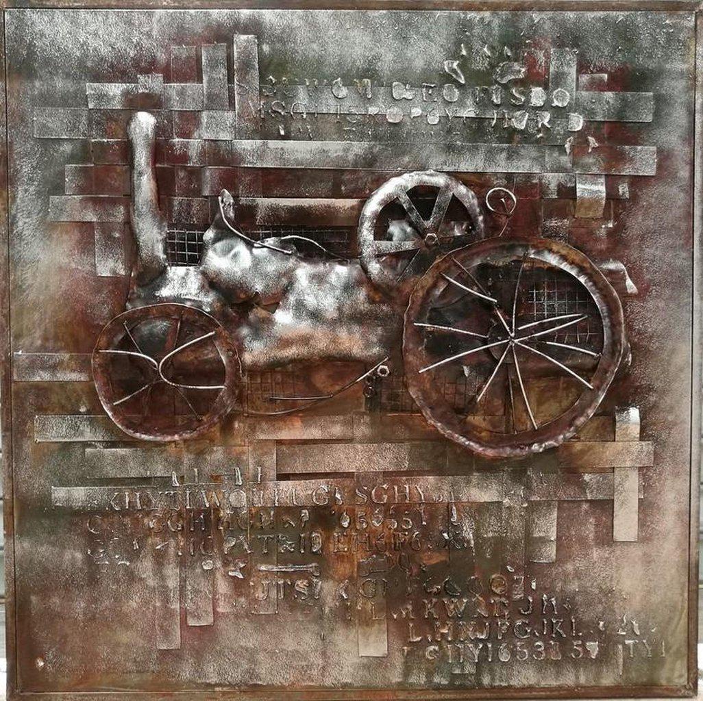 Antique Steam Tractor Rustic 3d Metal Wall Art 40 X 40