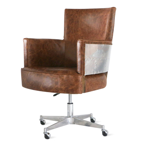 Aviator Adjustable Executive Office Chair - Genuine Leather - Rustic Deco Incorporated