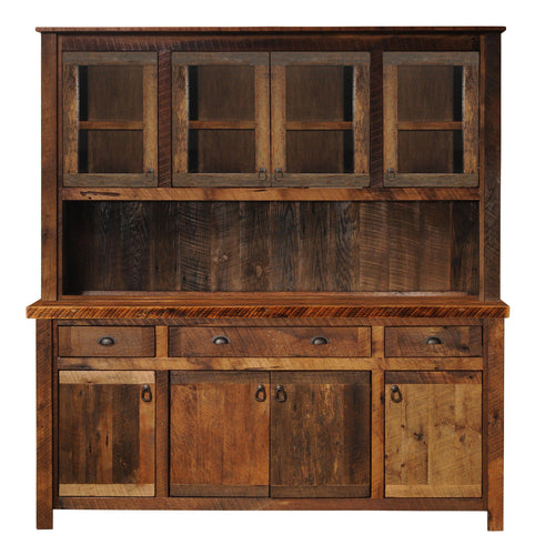 Barnwood 75" Buffet & Hutch - Antique Oak Top and Artisan Top-Rustic Deco Incorporated