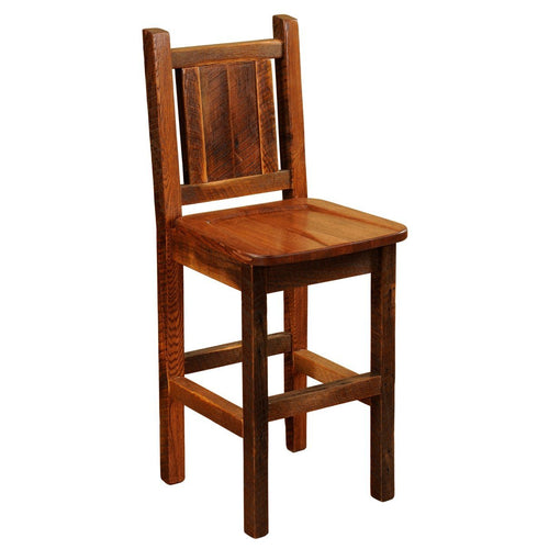 Barnwood Artisan Barstool with Back - 30" Seat Height - Antique Oak Seat-Rustic Deco Incorporated