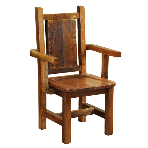 Barnwood Artisan Dining Arm Chair - Antique Oak Seat-Rustic Deco Incorporated