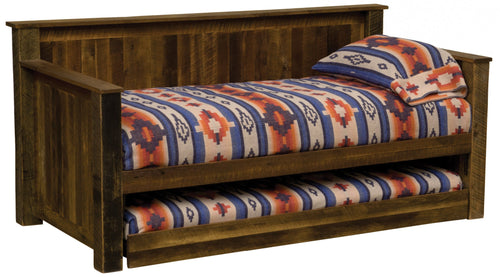 Barnwood Daybed with Roll Out Trundle w/Barnwood Trundle Face Rustic Deco Incorporated