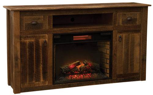 Barnwood Entertainment Center with Fireplace Antique Oak Barn Wood USA-Rustic Deco Incorporated