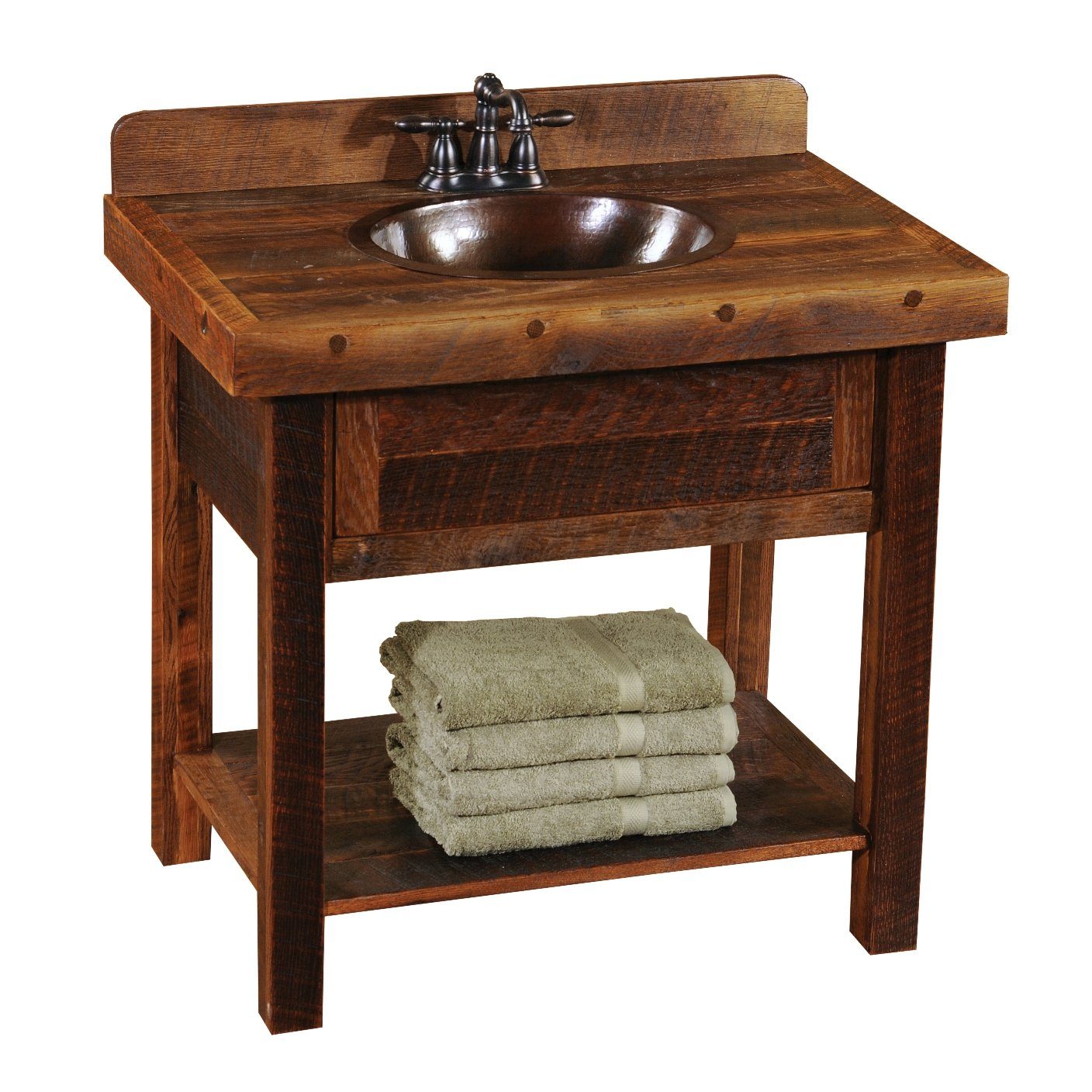 Barnwood Freestanding Open Vanity With Shelf Artisan Top