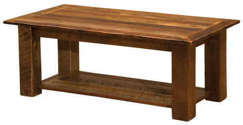 Authentic Barnwood Open Coffee Table with Shelf - Custom Sizes - USA-Rustic Deco Incorporated