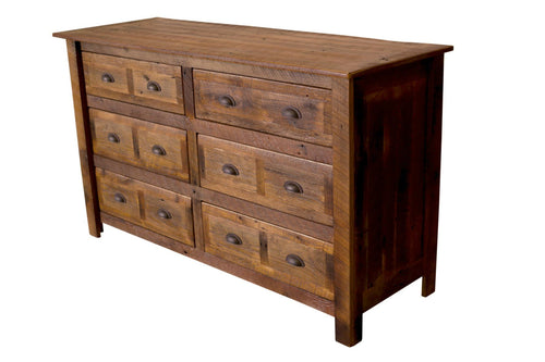 Barnwood Six Drawer Dresser - Barnwood Legs - Premium Line Rustic Deco Incorporated