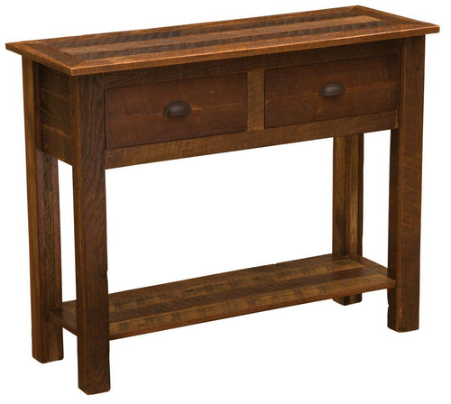 Barnwood Two Drawer Sofa Table with shelf - Barnwood Legs-Rustic Deco Incorporated