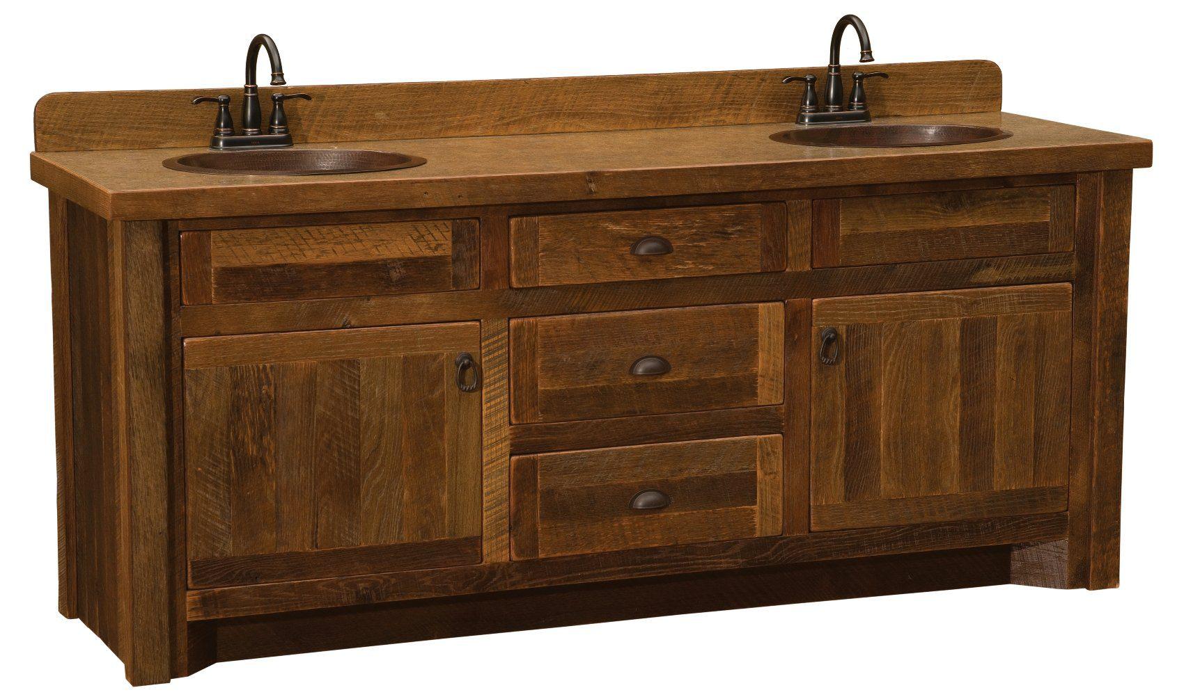 Barnwood Vanity With Laminate Top 5 Foot 6 Foot Double Sink