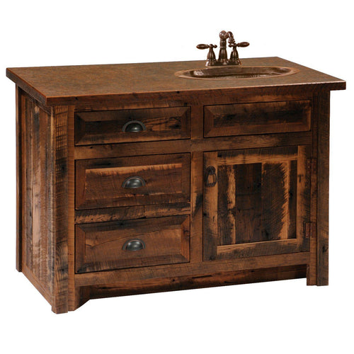Barnwood Vanity without Top - 36, 42, 48-inch - Sink Left-Right and Center-Rustic Deco Incorporated
