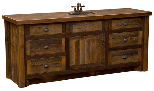 Barnwood Vanity without Top - 72-inch - Sink Center-Rustic Deco Incorporated