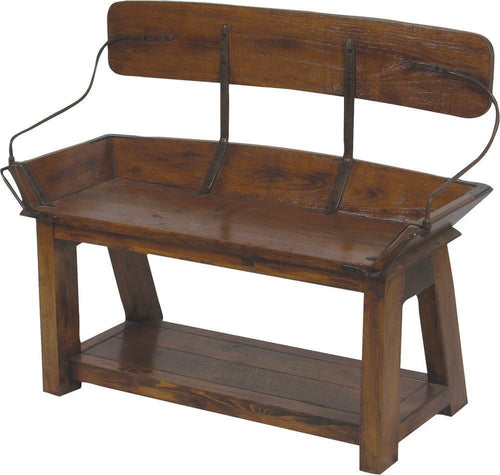 Rustic Western Buckboard Wagon Bench Seat - Solid Wood - Iron Trim-Rustic Deco Incorporated