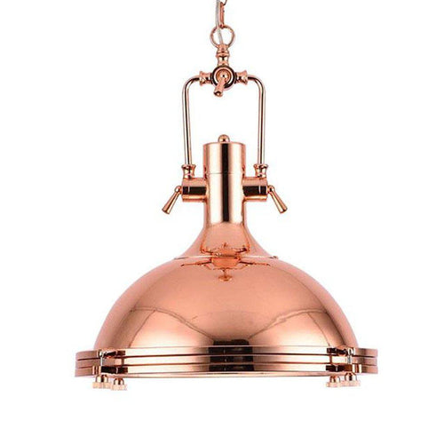 Nautical Large Polished Copper Pendant Light - 18" Diameter - Rustic Deco Incorporated