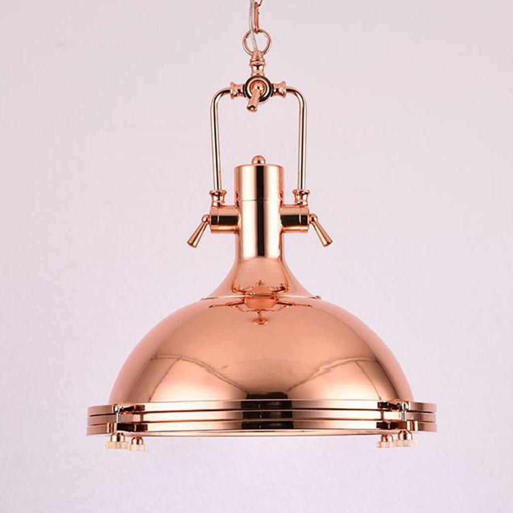 Nautical Large Polished Copper Pendant Light - 18" Diameter