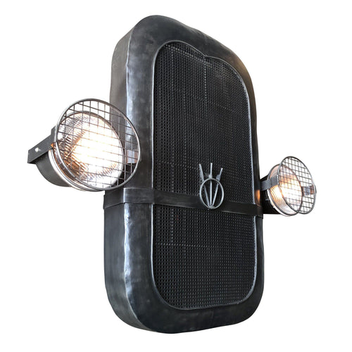 Classic Car Grille 3D Metal Wall Art - Working Headlights - 37" Model T - Rustic Deco Incorporated