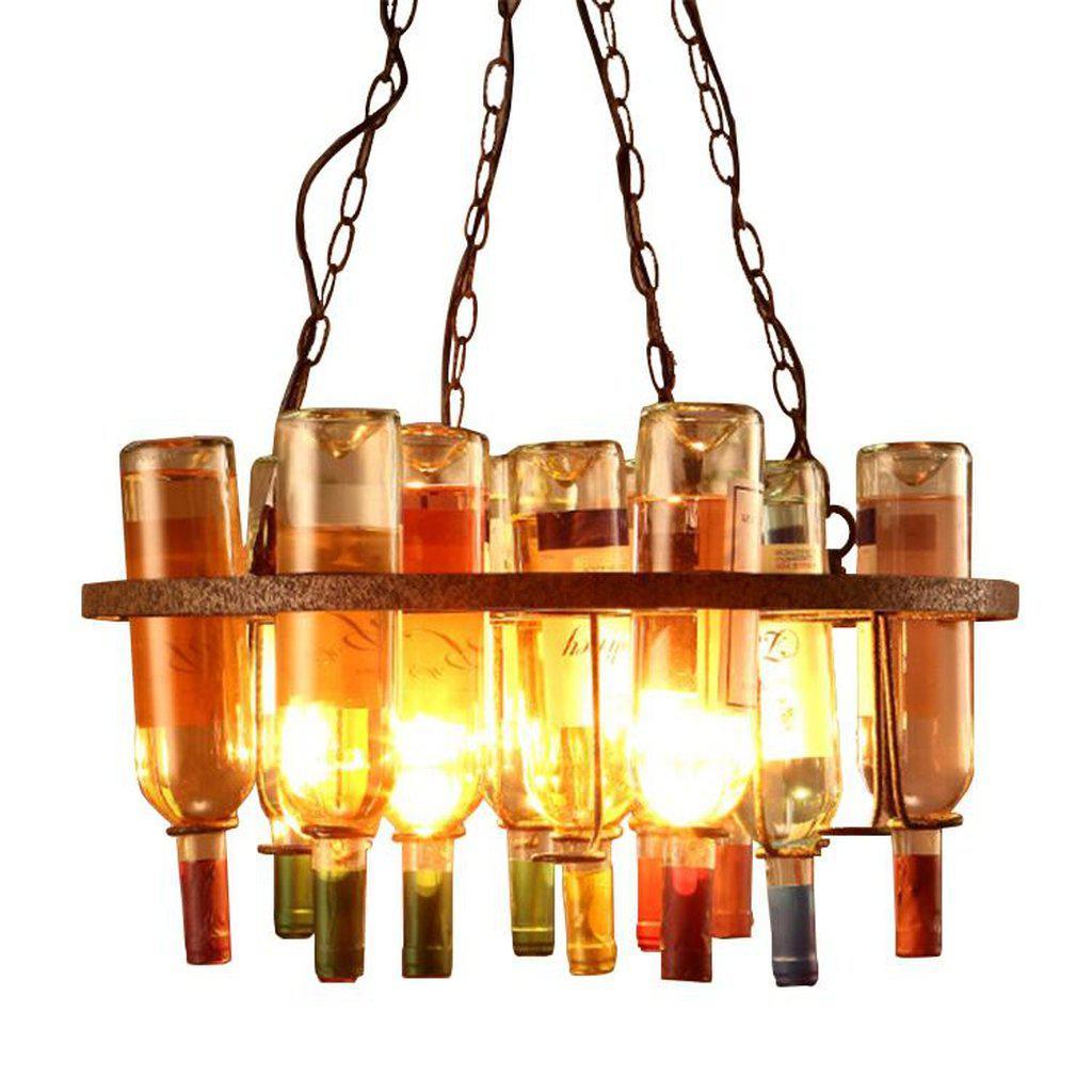 Wine Bottle Holder Chandelier Light Fixture Rustic Farmhouse