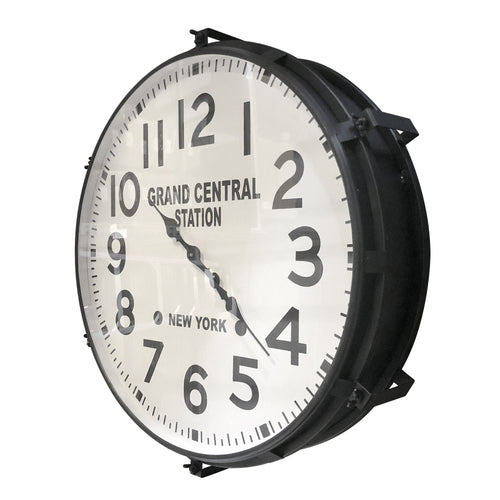 Large Industrial Metal Wall Clock - Grand Central Station, NY - 30" Black-Rustic Deco Incorporated