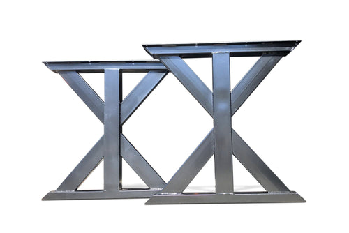 Farmhouse Industrial Trestle Metal Table Legs - Black Finish Steel - Rustic Deco Incorporated