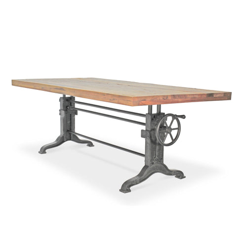 Frederick Adjustable Height Dining Table Desk - Cast Iron - Rustic Natural - Rustic Deco Incorporated